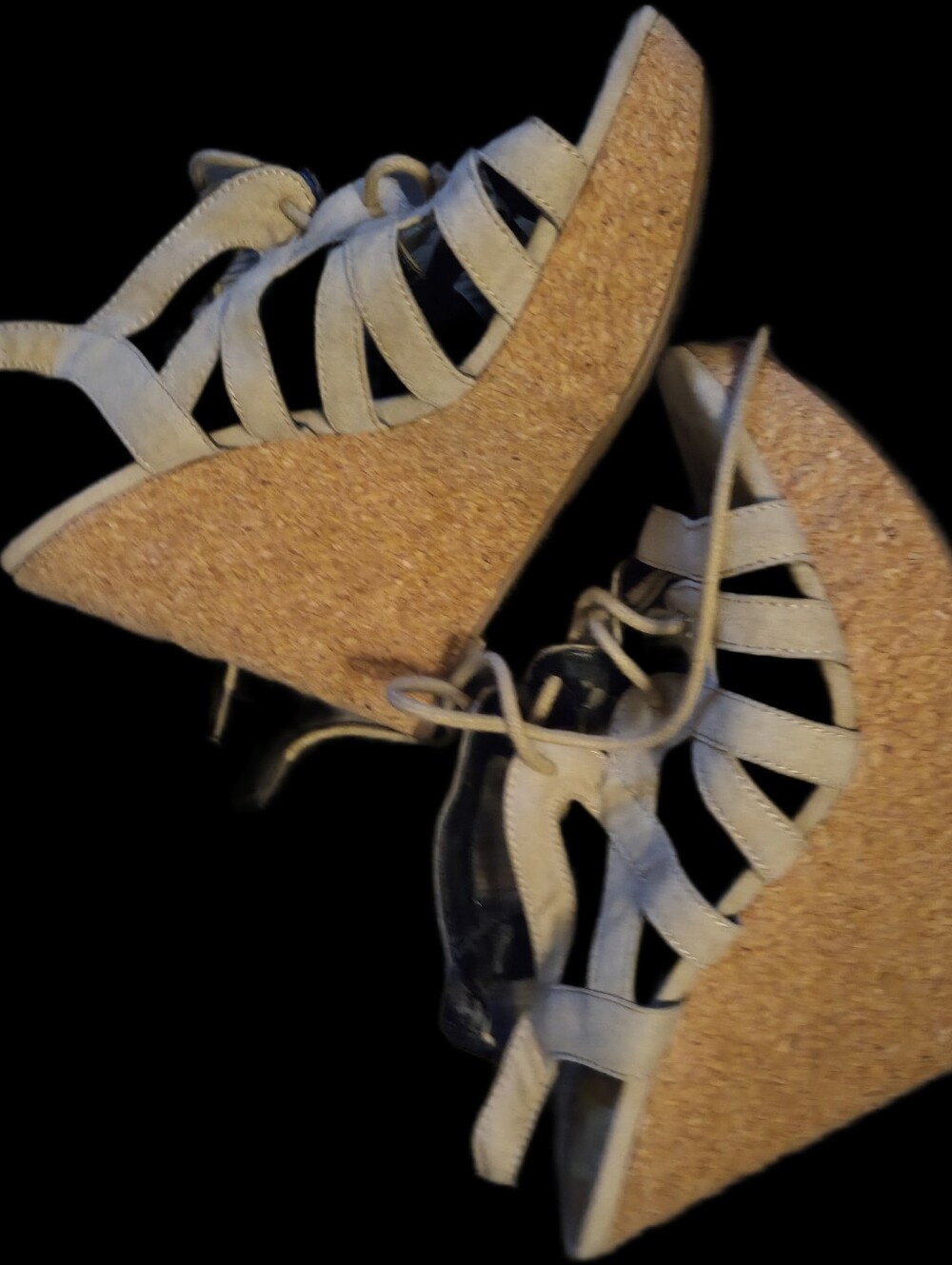 Birkenstock Tan Suede Cork Lace-Up Wedge Sandals